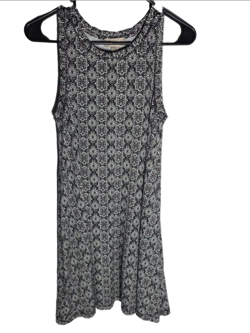 Women's LOFT Outlet Petite XSP Tank Top dress Black White Geometric Print